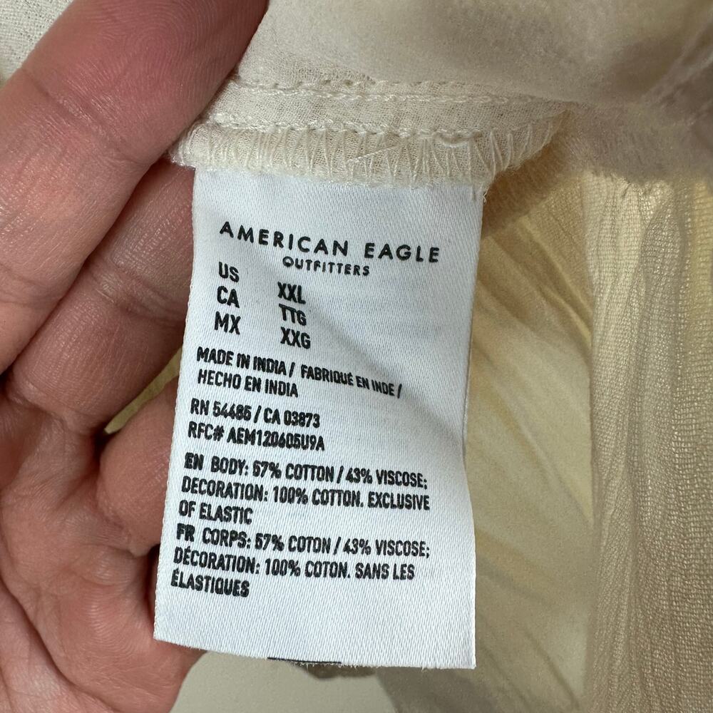 American Eagle Outfitters Cream Eyelet Cotton Crop Top - Picture 6 of 7